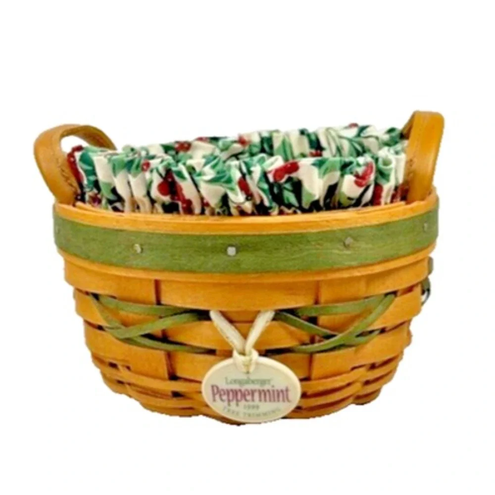 Longaberger 1999 Tree Trimming Peppermint Green Basket 1st Ed‎